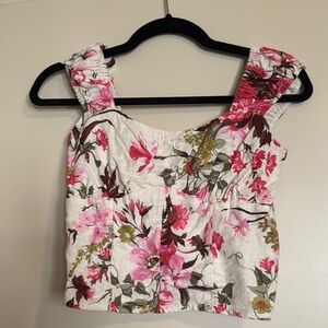 Abercrombie & Fitch Cream Ruched Cropped Tank Top